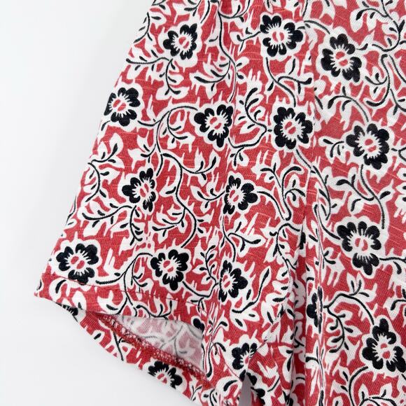 Boden Red Black Floral Jersey Knot Waist Short Sleeve Dress Casual Womens Sz 6P - Picture 11 of 11